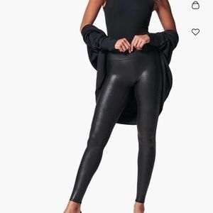SPANX Black Faux Leather Leggings size small. Like new condition